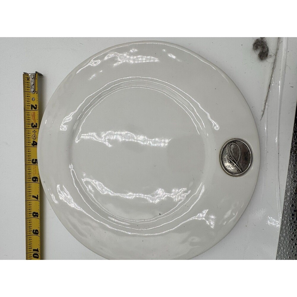 VAGABOND HOUSE WHITE DINNER PLATE - 10 1/4" Pewter Monogram - "A”-